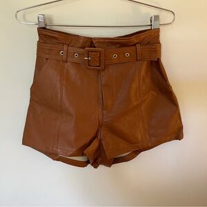 NWT Altar’d State Faux Leather Brown High Waisted Short Small